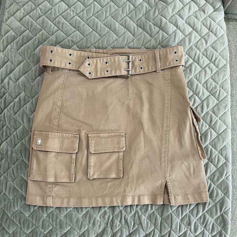 Juicy Couture Tan Mini Skirt with Belt and Pockets size 27